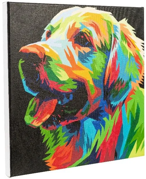 Craft Buddy Paint by Numb3rs Colourful Pup schilderen op nummer 30x30cm