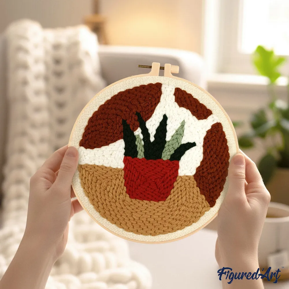 Figured'Art Plant in rode pot punch needle pakket 20cm