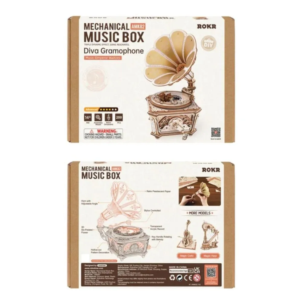 Figured'Art Diva-grammofoon 3D puzzel 200 stukjes muziekdoos