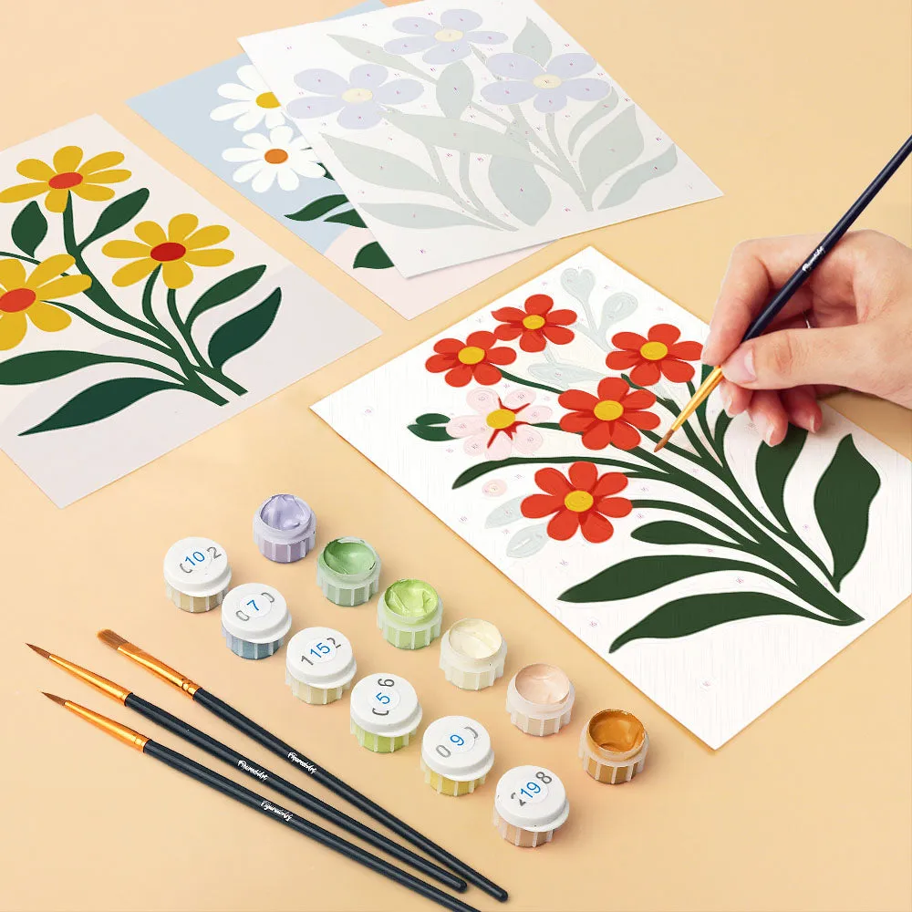 Figured'Art Moderne Bloemen mini schilderen op nummer 15x20 cm 6 stuks