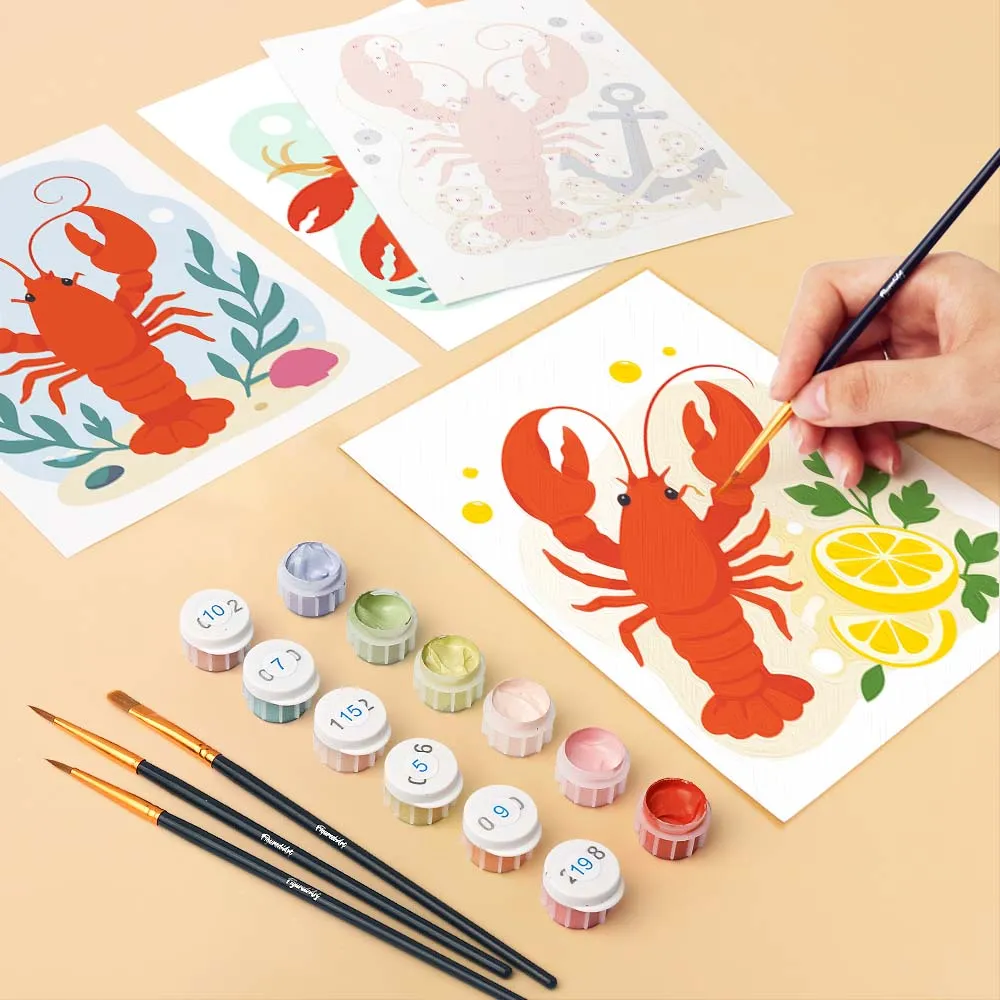 Figured'Art Mini Kustkreeft Collectie schilderen op nummer 6 stuks