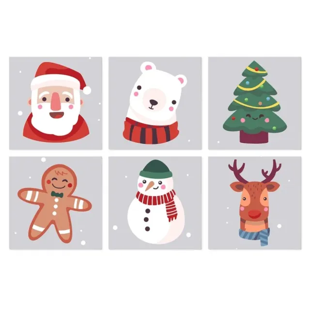 Figured'Art Mini Schilderen op Nummer Klassieke kerstset 20x20cm 6 stuks