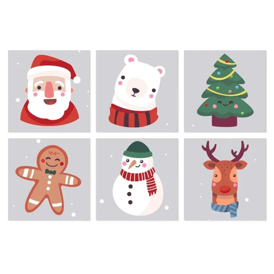 Figured'Art Mini Schilderen op Nummer Klassieke kerstset 20x20cm 6 stuks