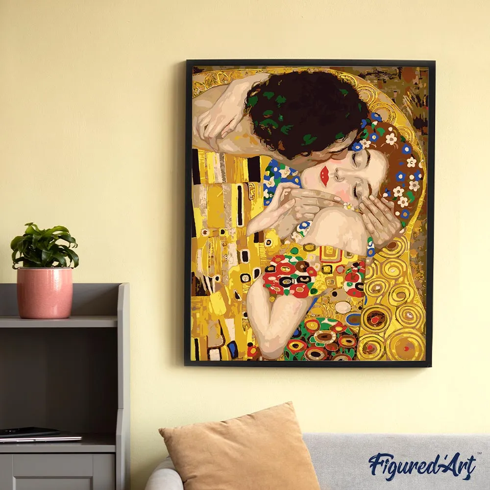 Figured'Art De Kus Herinterpreteerd schilderen op nummer 40x50 cm