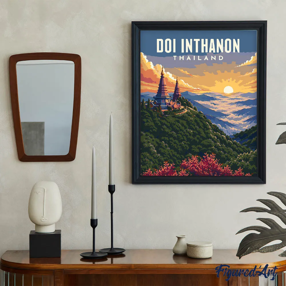 Figured'Art Reisposter Doi Inthanon schilderij op nummer 40x50cm bergen