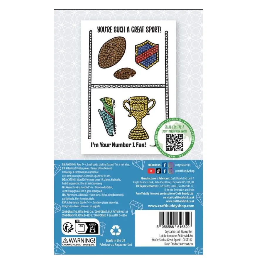 Craft Buddy Crystal Art You're Such A Great Sport stempelset A6 voetbal