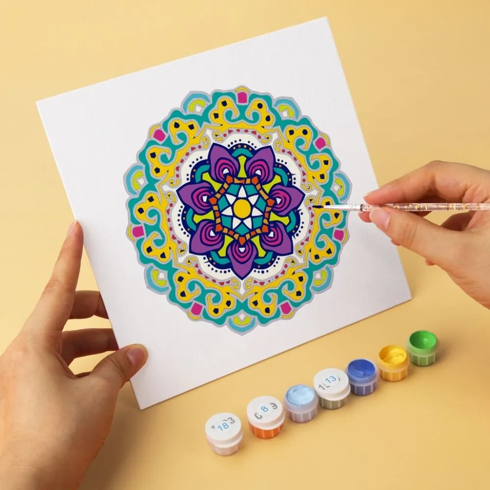 Figured'Art Mini Serie Kaleidoscoopmandala's schilderen op nummer 20x20 cm set van 6