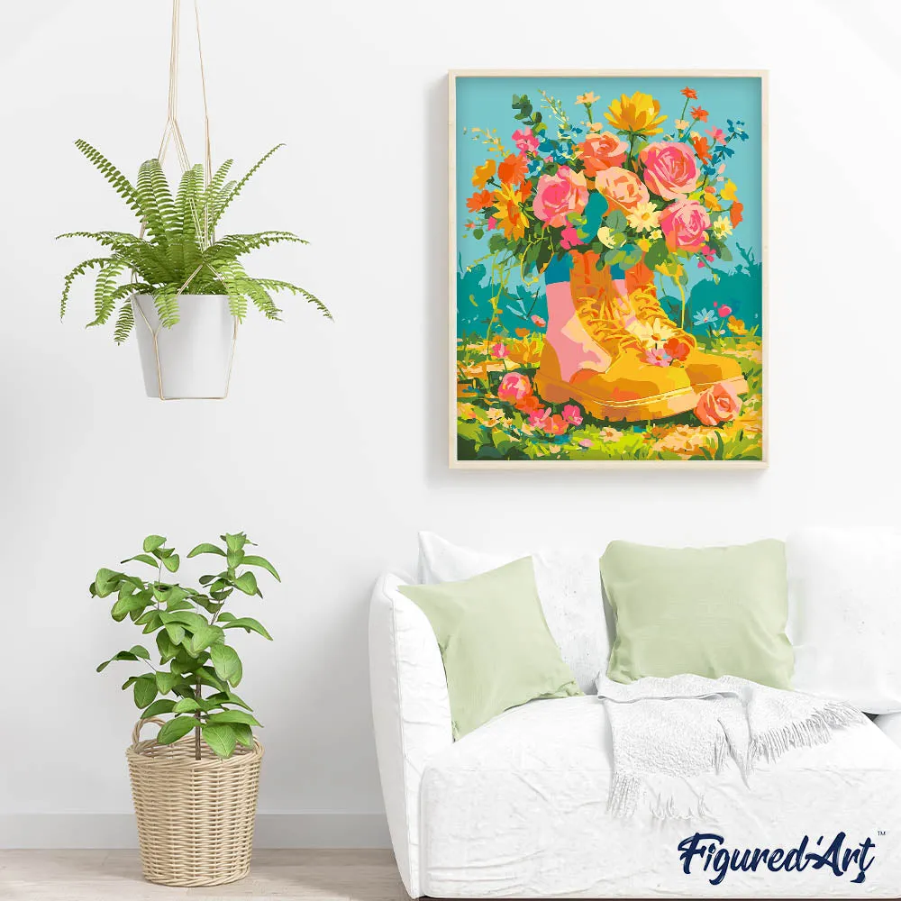 Figured'Art Bloemenlaarzen schilderen op nummer 40x50cm bloemen