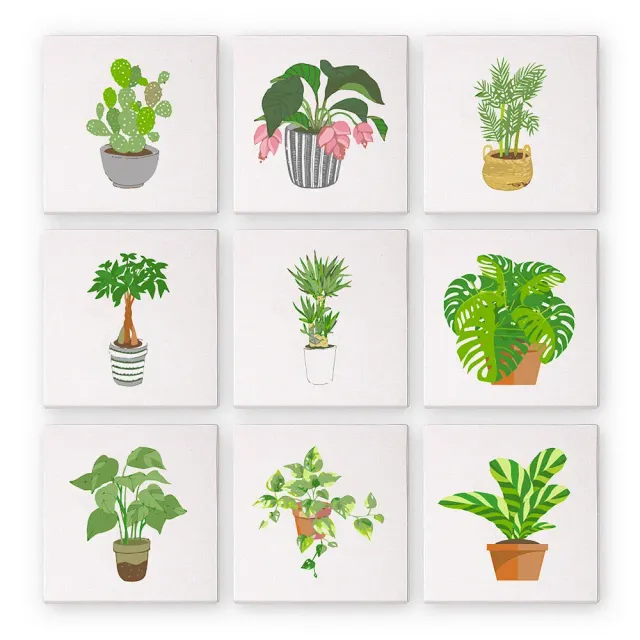 Figured'Art Mini Moderne Vegetale Kunst schilderen op nummer 9x 15x15cm