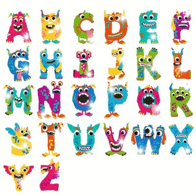 Figured'Art Diamond Painting 26 Letters stickers rond 2,5cm