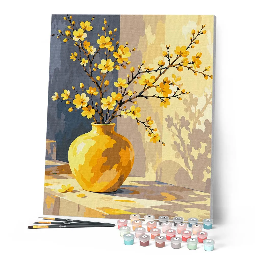 Figured'Art Gouden Bloesems schilderen op nummer 40x50 cm bloemen