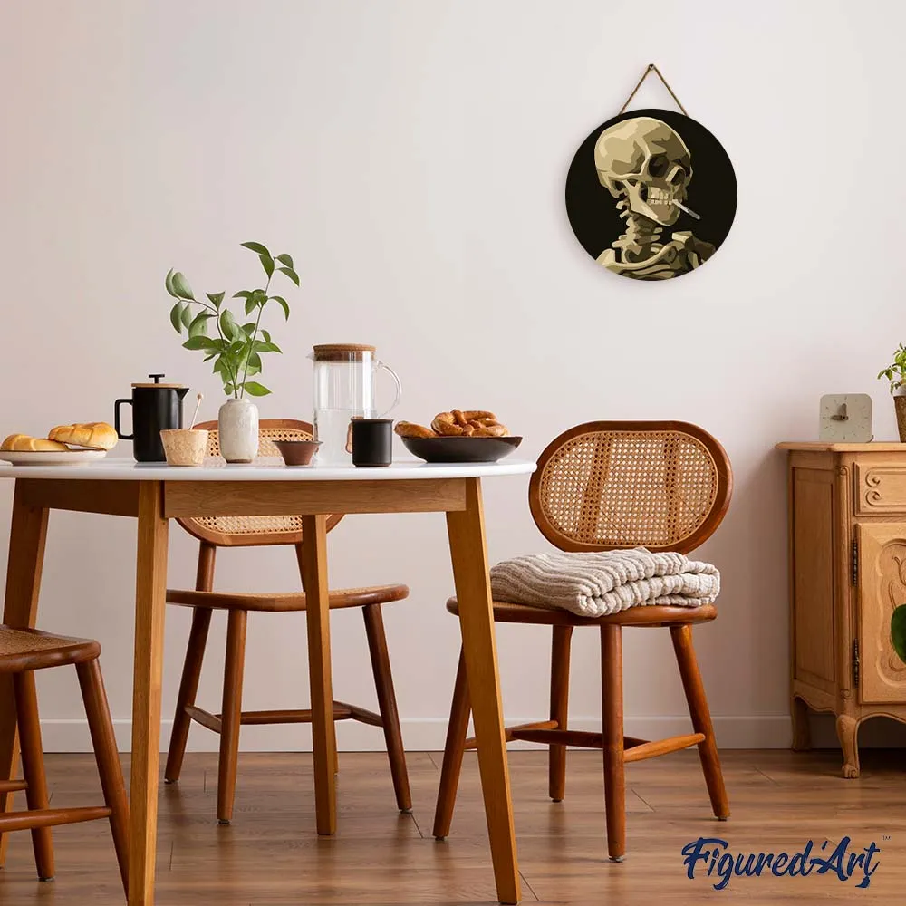 Figured'Art Van Gogh Skelet schilderen op nummer houten schijf 30cm
