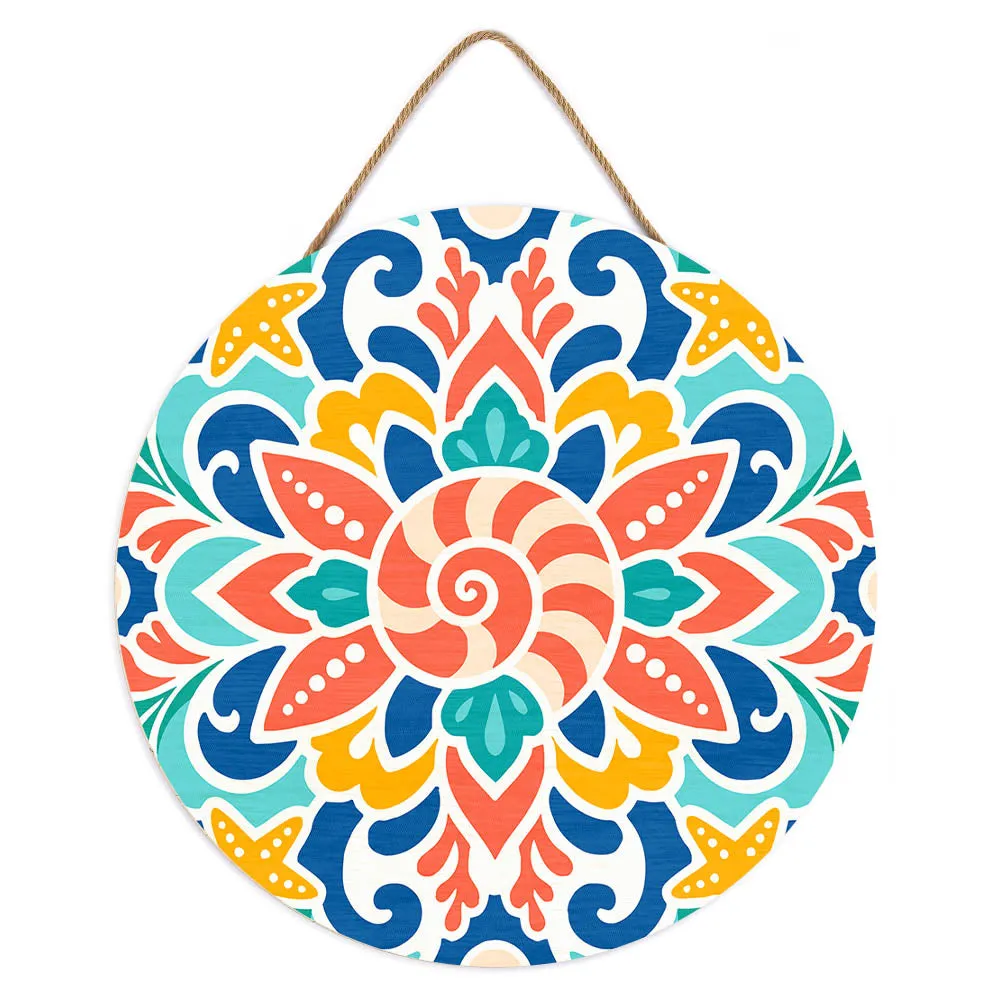 Figured'Art Schelpenmandala Schilderen op Houten Schijf 30cm Rond