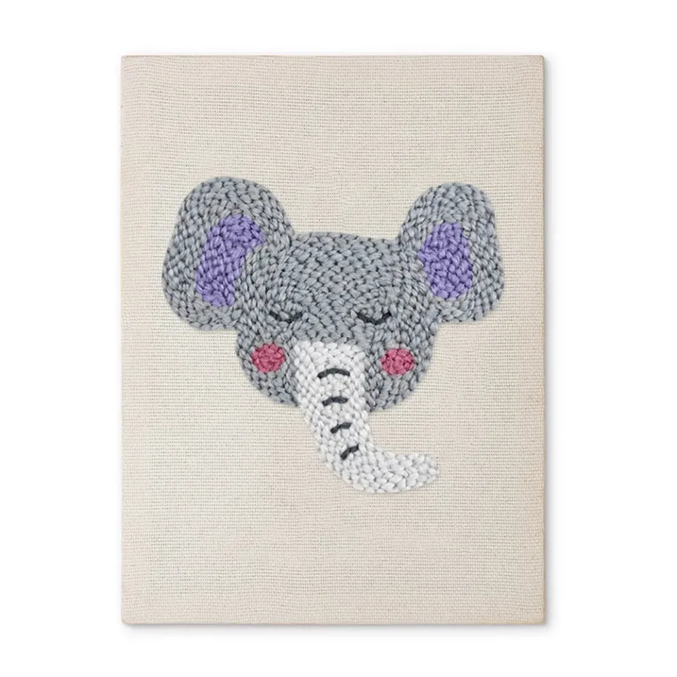 Figured'Art Kleine Olifant punch needle pakket 20x30cm katoen