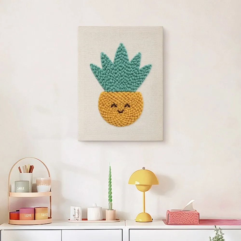 Figured'Art Zonnige Ananas punch needle pakket met frame katoen