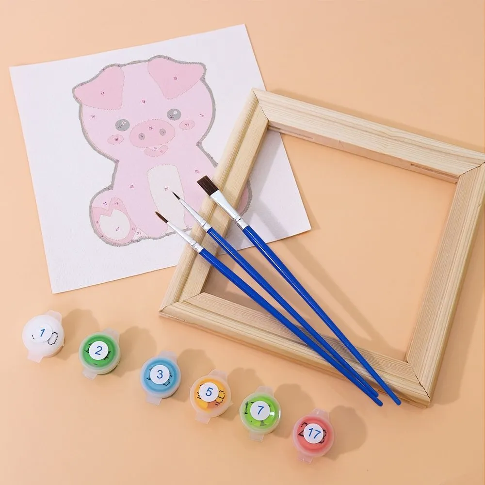 Figured'Art Schattige Dierfiguren mini schilderen op nummer 6 stuks