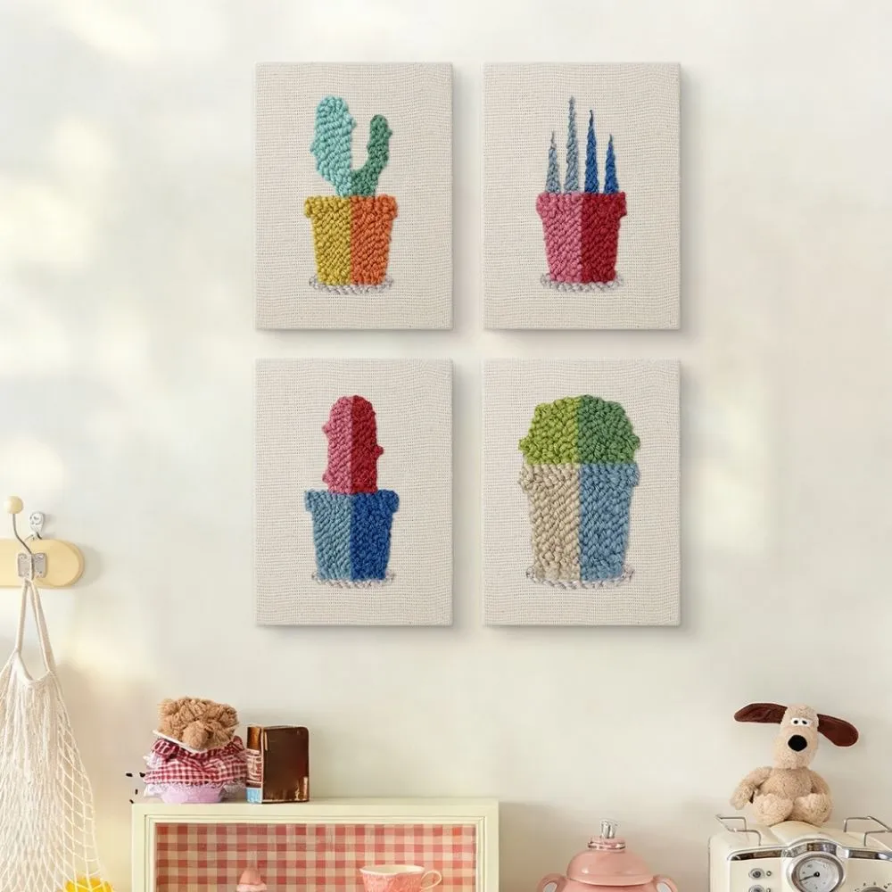 Figured'Art Punch Needle Kleurrijke Planten set 4 stuks 15x20cm