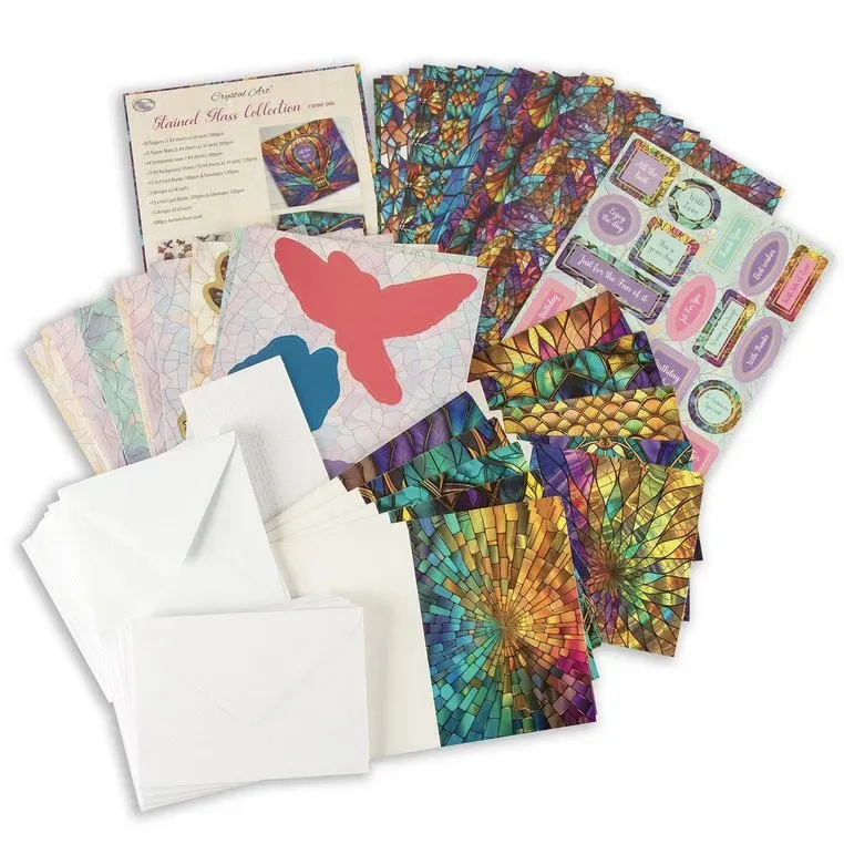 Craft Buddy Stained Glass kaartenpakket 30 kaarten