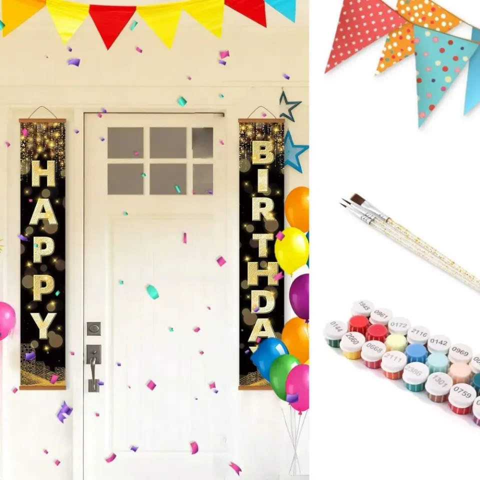 Figured'Art Feestslinger deur banner schilderen op nummer 20x120cm