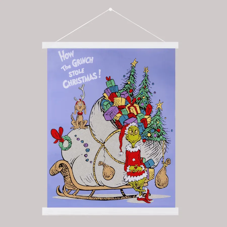 Craft Buddy Crystal Art Grinch Scroll 40x50cm partial kerst