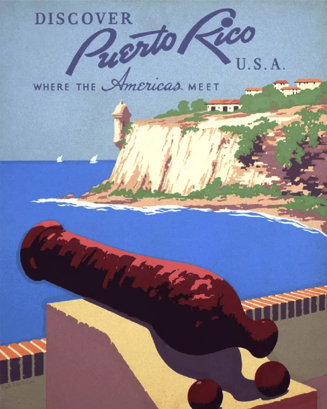 Figured'Art Vintage poster Puerto Rico schilderij 40x50 cm eenvoudig
