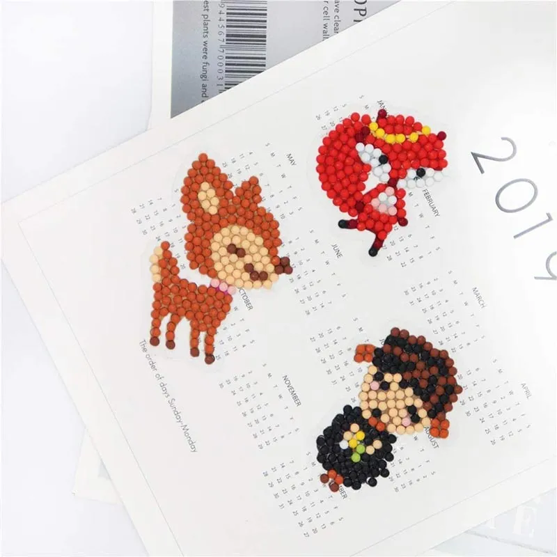 Figured'Art Dieren diamond painting stickers 9 stuks kind