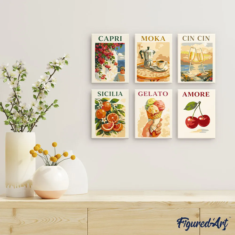 Figured'Art Dolce Italië mini schilderen op nummer 15x20cm 6 stuks