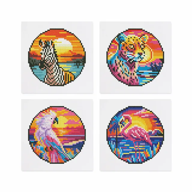 Figured'Art Tropische Vogels diamond painting mini 15x20cm 4 stuks