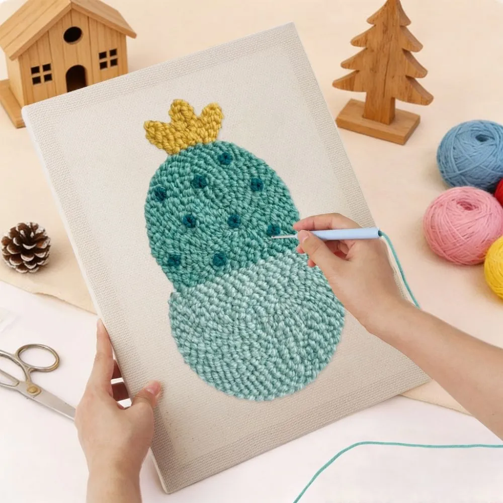 Figured'Art Kleine Blije Cactus punch needle pakket 20x30cm cactus