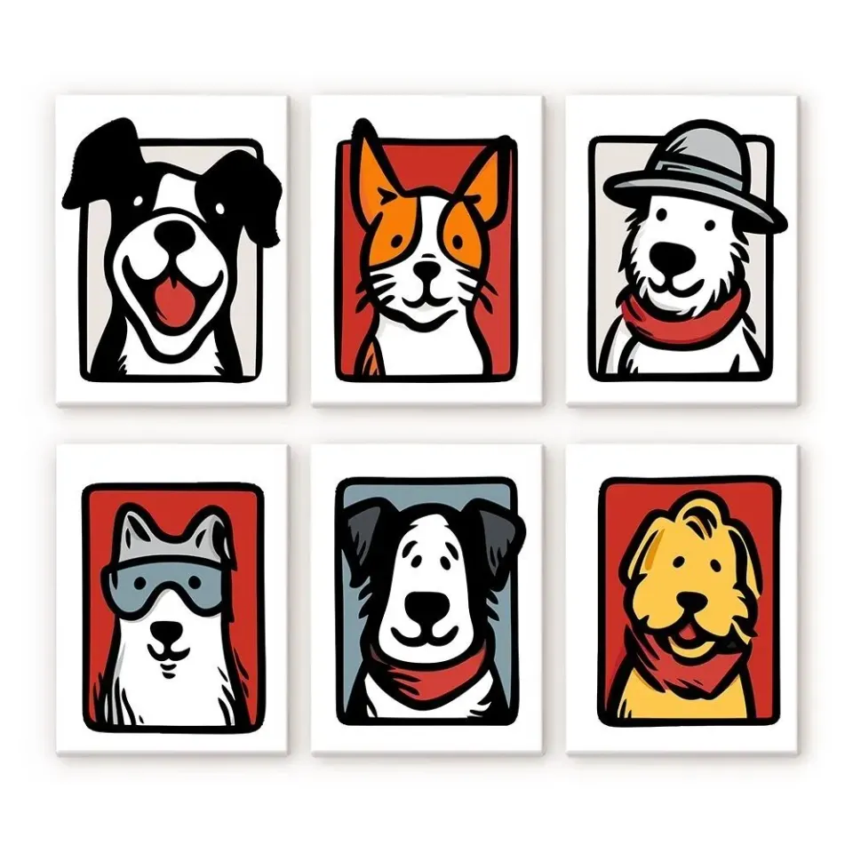 Figured'Art Mini Bandana Maatjes 1 schilderen op nummer 15x20cm 6 stuks