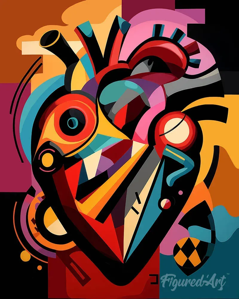 Figured'Art Gedurfd Abstract Hart diamond painting rond 40x50