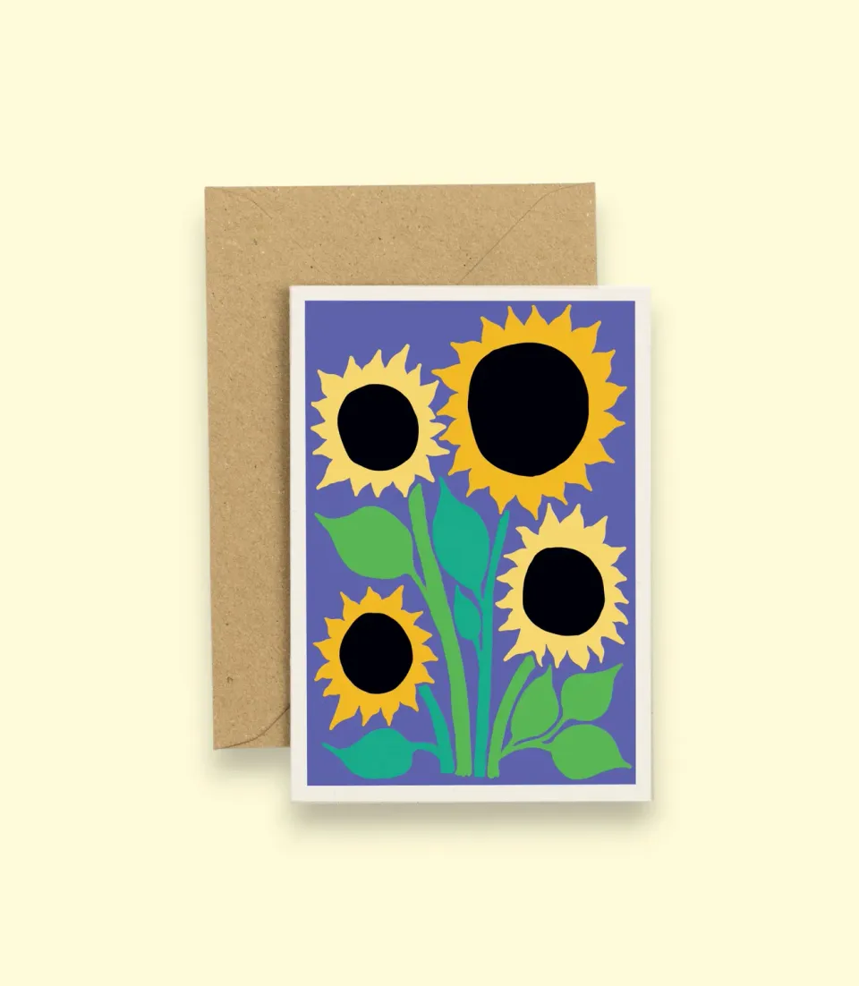 Studio Wald Sunflower A6 wenskaart blanco met envelop kraft