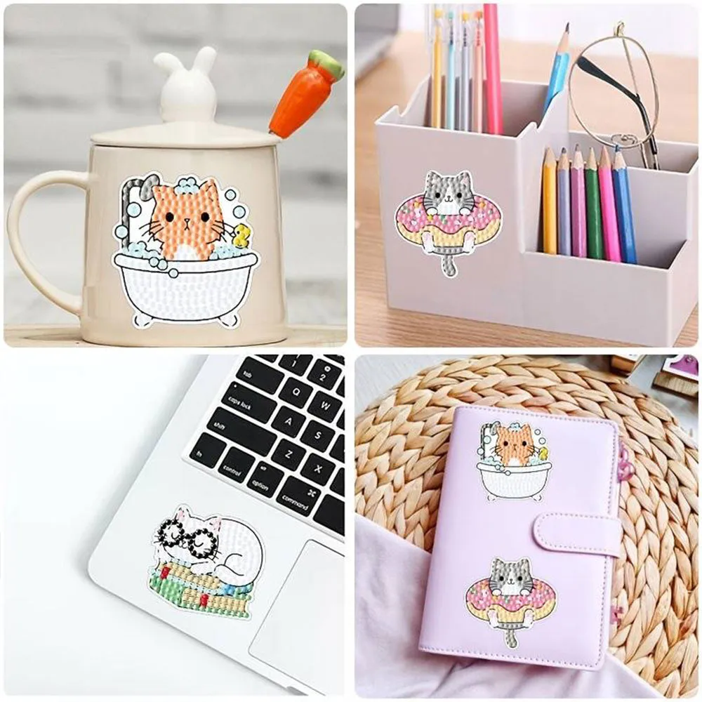 Figured'Art 13 Stickers Katten diamond painting set rond 3 cm