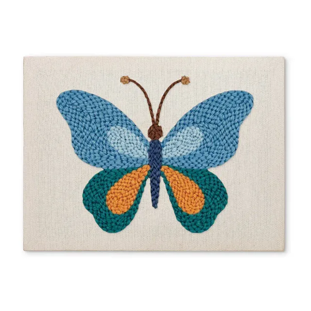 Figured'Art Blauwe Vlinder punch needle pakket 20x30cm katoen
