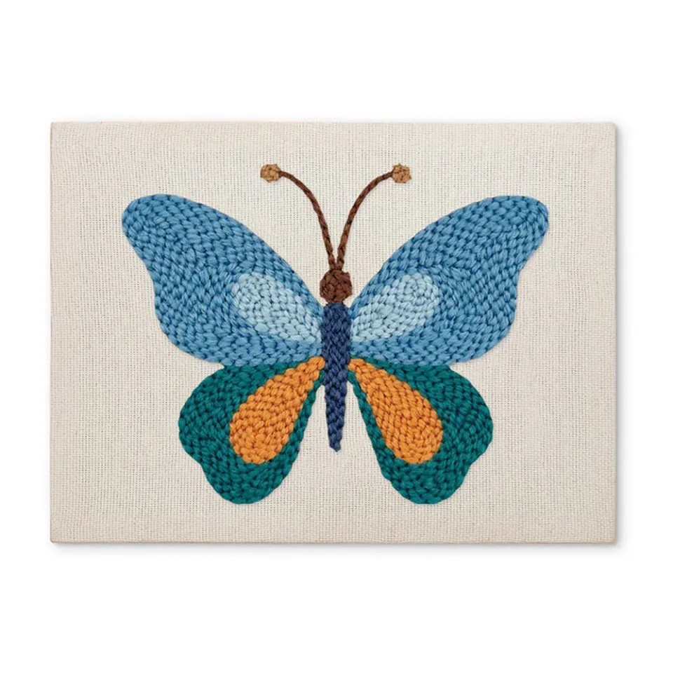 Figured'Art Blauwe Vlinder punch needle pakket 20x30cm katoen