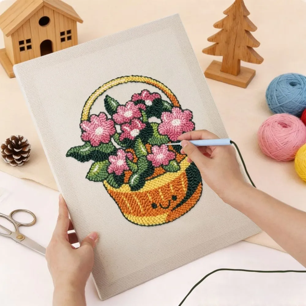 Figured'Art Bloemenmand punch needle pakket 20x30 cm katoen