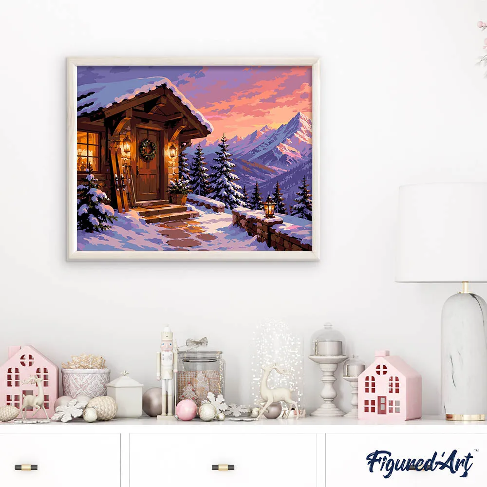 Figured'Art Gezellige winterhut schilderen op nummer 40x50 cm winter