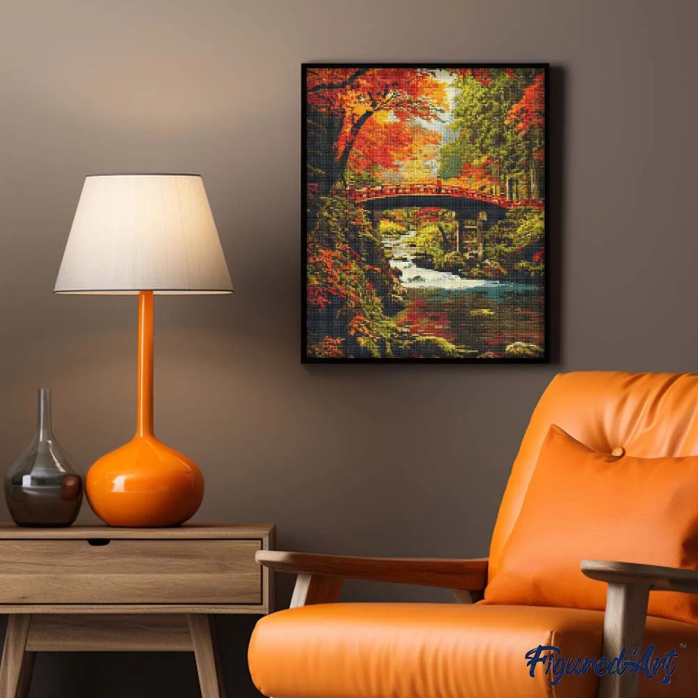 Figured'Art Rode brug Japan diamond painting 40x50