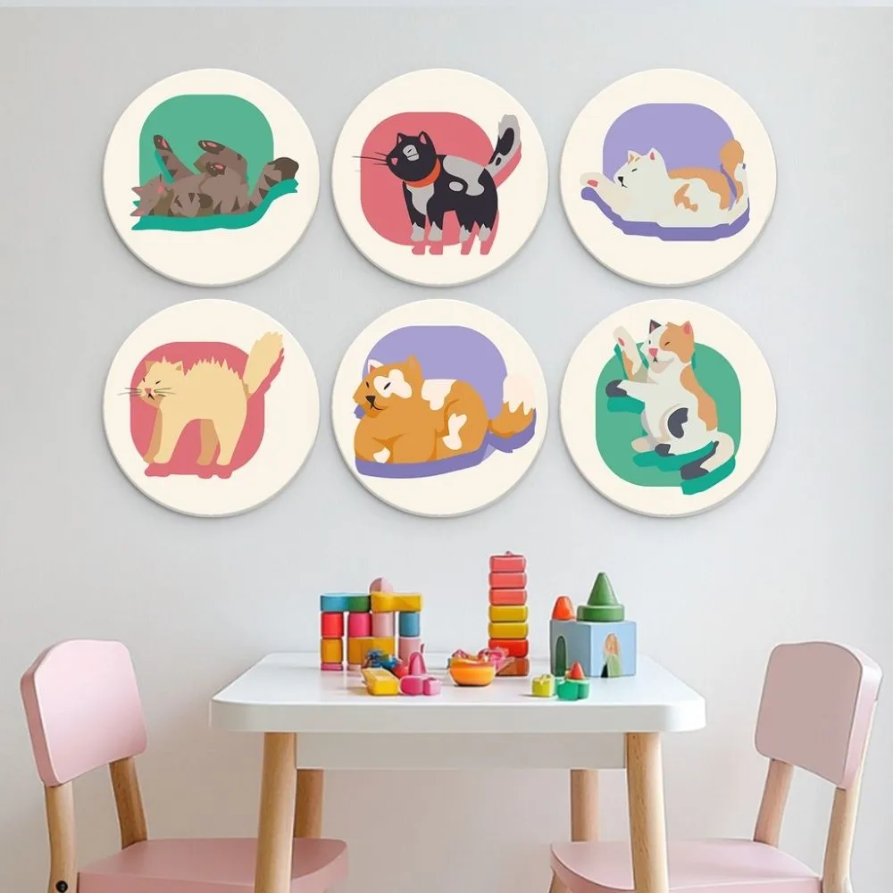 Figured'Art Kattenportret schijven schilderen op nummer 6 stuks