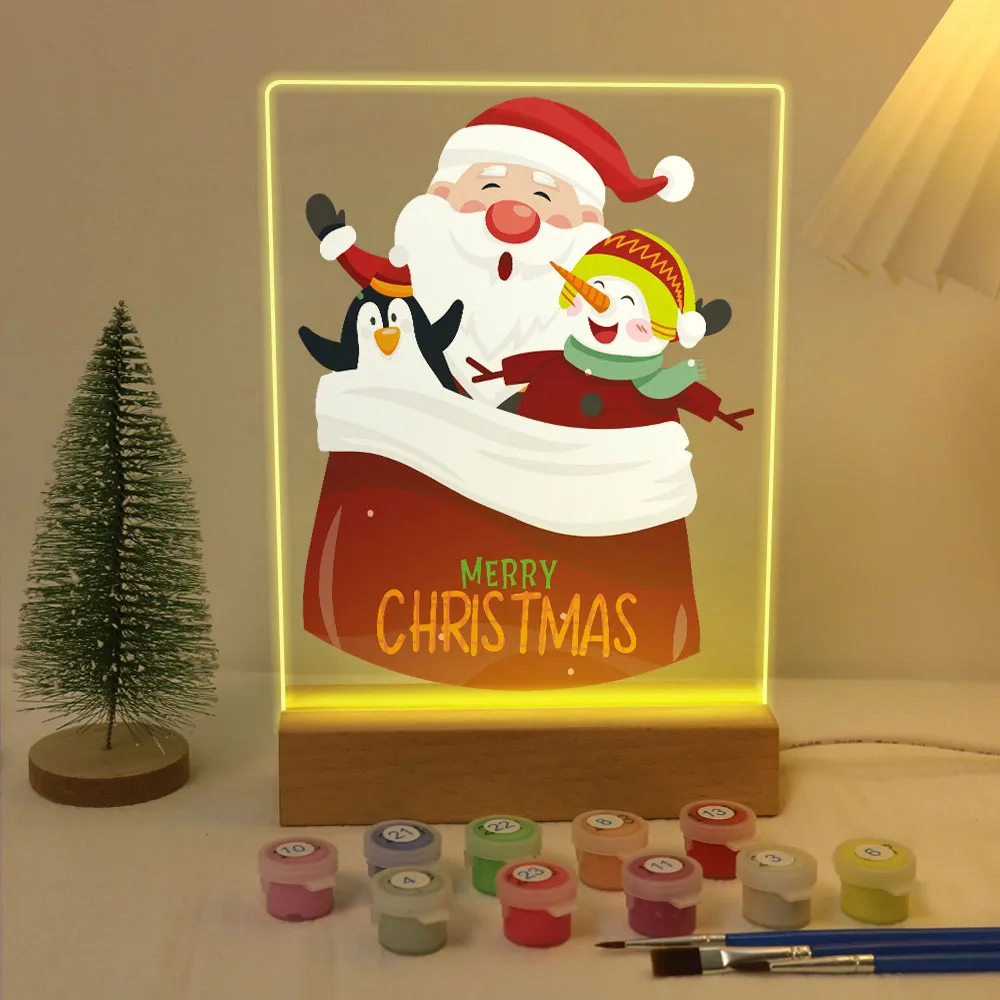 Figured'Art Kerstman 02 schilderen op nummer 15x20cm met LED-licht
