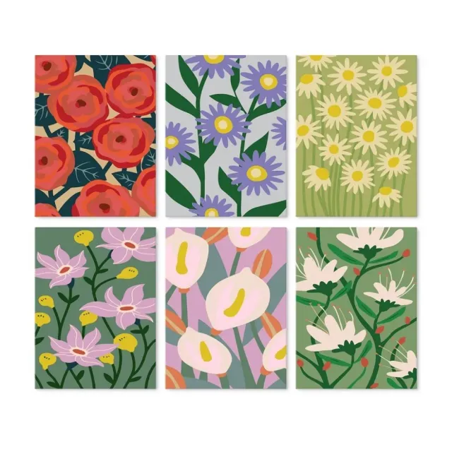 Figured'Art Mini Levendige bloemen schilderen op nummer 15x20 6st