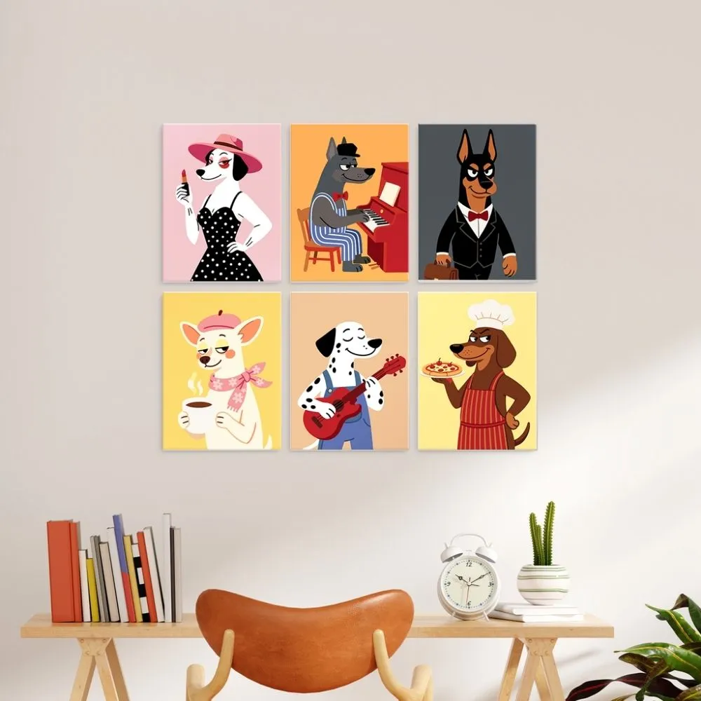 Figured'Art Stijlvolle honden mini schilderen op nummer 6x15x20cm honden