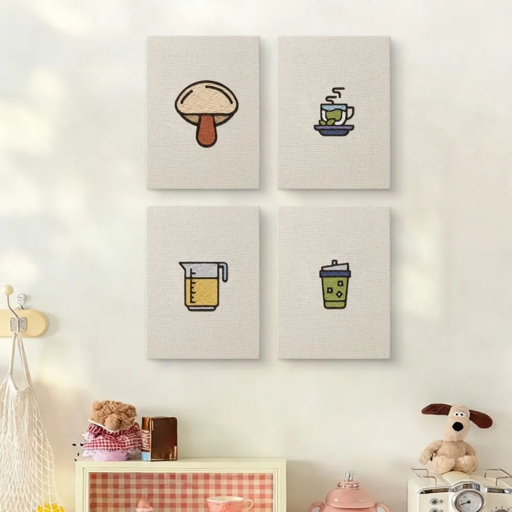 Figured'Art Koffie en Thee Tijd punch needle set 4 stuks met frame