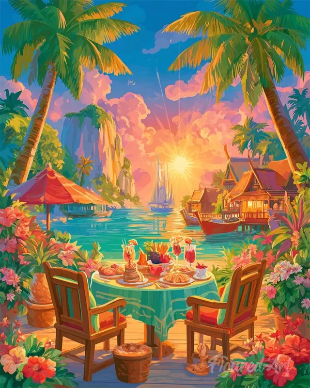 Figured'Art Zomeroase in Phuket Schilderen op Nummer 40x50 cm Zee