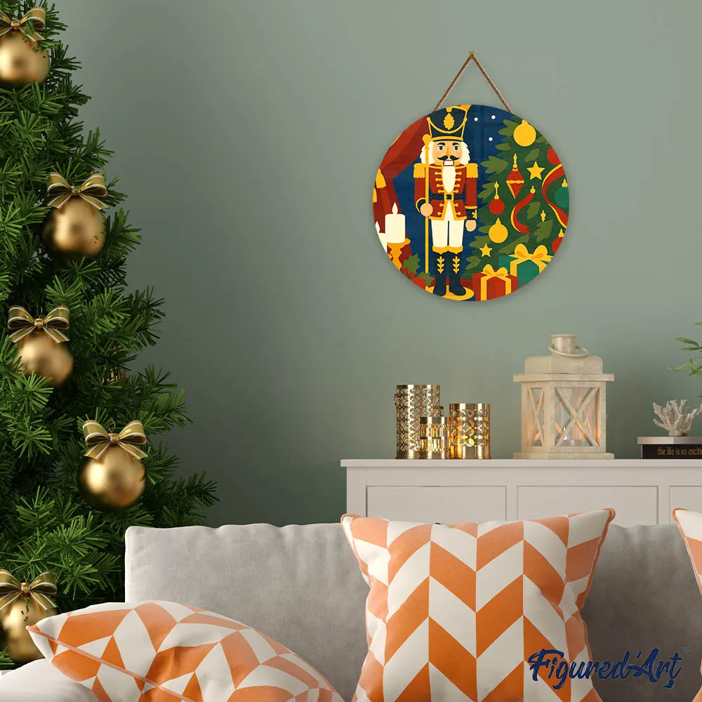 Figured'Art Houten Schijf Kerstnotenkraker schilderen op nummer 30cm kerst