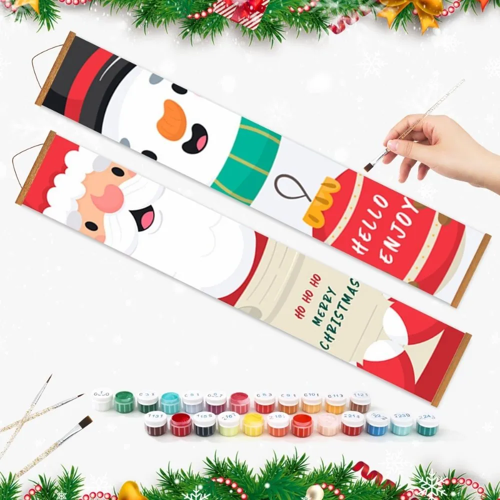 Figured'Art Sneeuwman Vreugde deur banner schilderen 20x120 cm kerst
