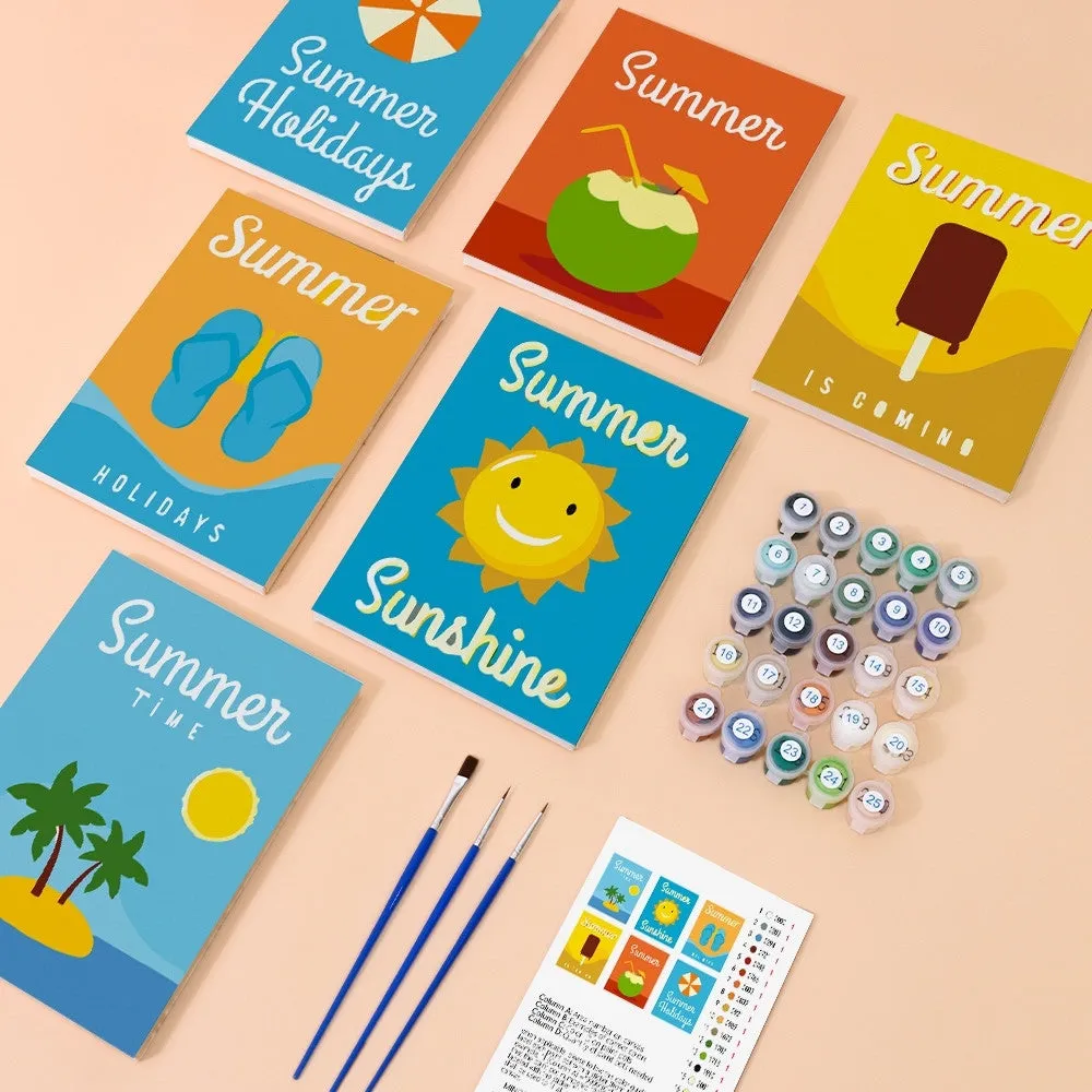 Figured'Art Mini schilderen op nummer Zomervakantie Posters 15x20cm 6st