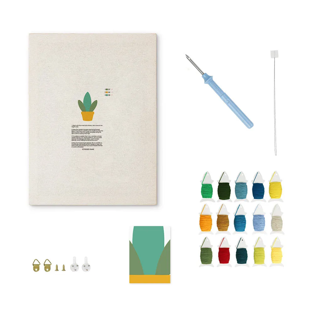 Figured'Art Gouden Vetplant punch needle pakket met frame 20x30cm