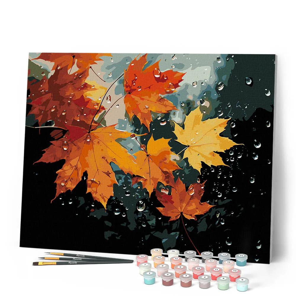 Figured'Art Esdoornbladeren na de Regen schilderen op nummer 40x50cm