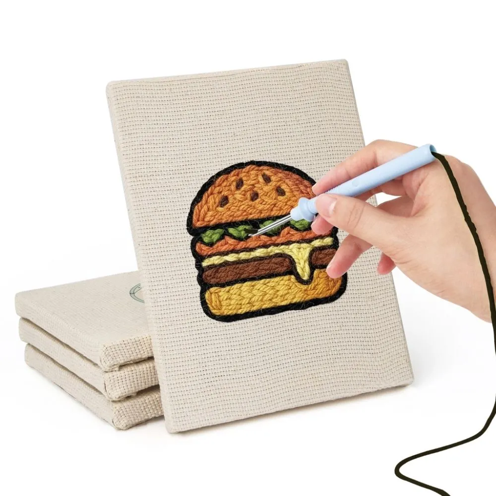 Figured'Art Streetfood 1 punch needle set 15x20cm 4 stuks keuken